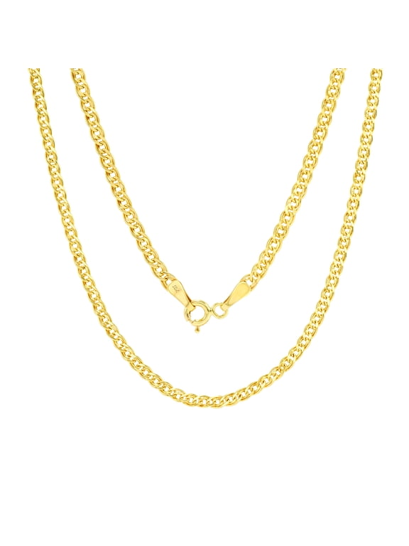 10k Real Yellow Gold Double Cuban Link 3mm Curb Chain Necklace (16"-24") Italian Jewelry for Men & Women
