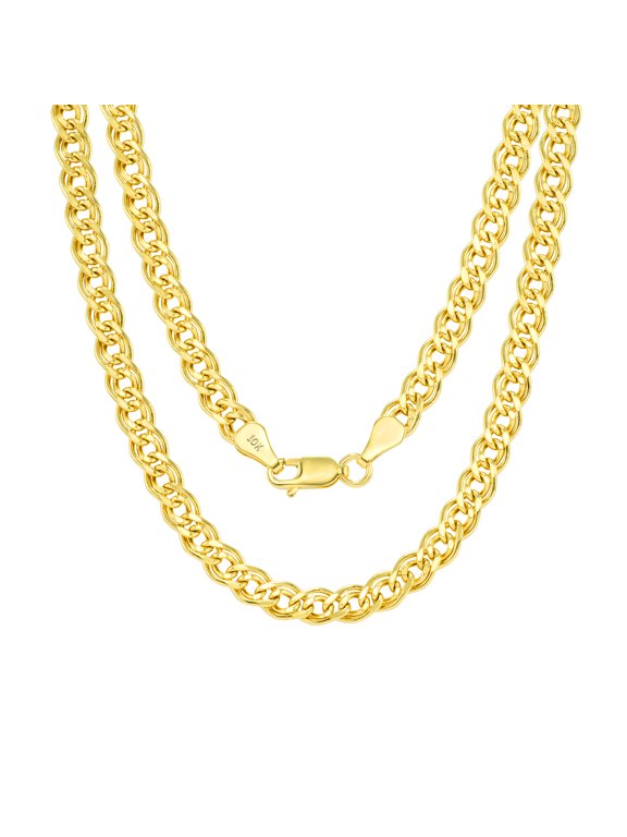 10k Real Yellow Gold Double Cuban Link 4.5mm Curb Chain Necklace (18"-26") Italian Jewelry for Men & Women