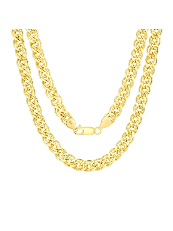 10k Real Yellow Gold Double Cuban Link 6mm Curb Chain Necklace (18"-26") Italian Jewelry for Men & Women