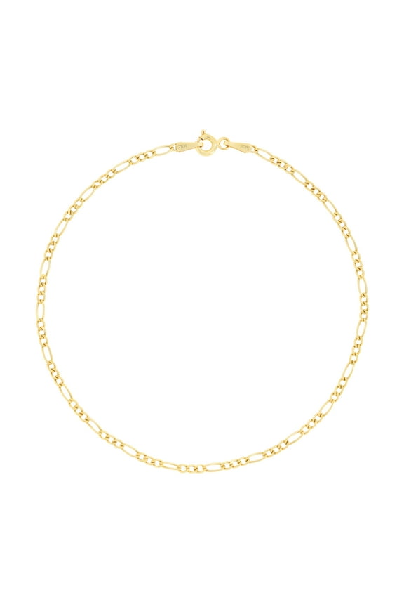 10k Real Yellow Gold Figaro Link 2mm Chain Bracelet or Anklet (7"-9") Dainty Italian Jewelry for Men & Women