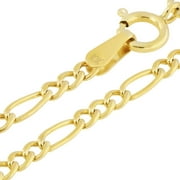 NURAGOLD 10k Real Yellow Gold Figaro Link 2mm Chain Necklace (16"-26") Dainty Italian Jewelry for Men & Women