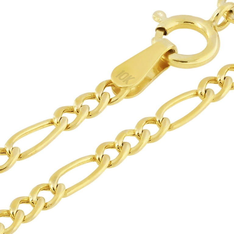 Nuragold 10k Real Yellow Gold Figaro Link 2mm Chain Necklace (16