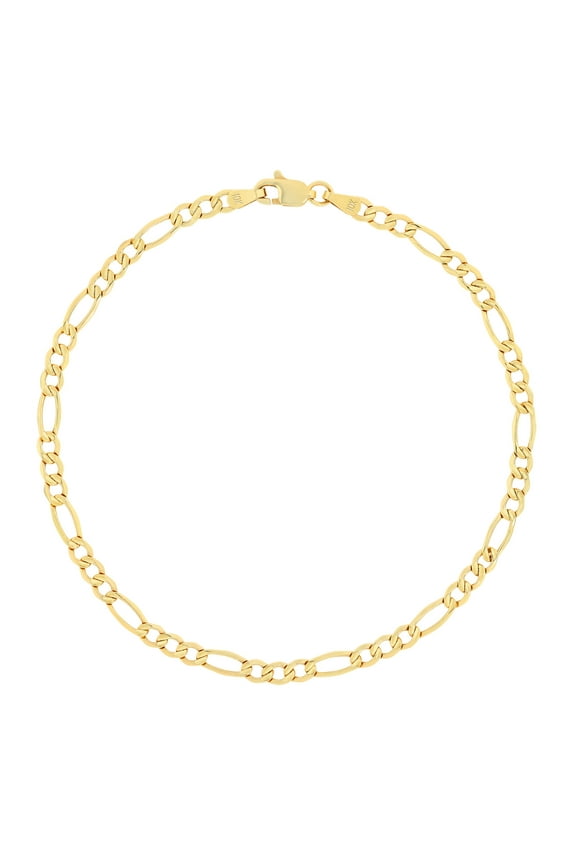 10k Real Yellow Gold Figaro Link 3.5mm Chain Bracelet or Anklet (7"-9") Italian Jewelry for Men & Women