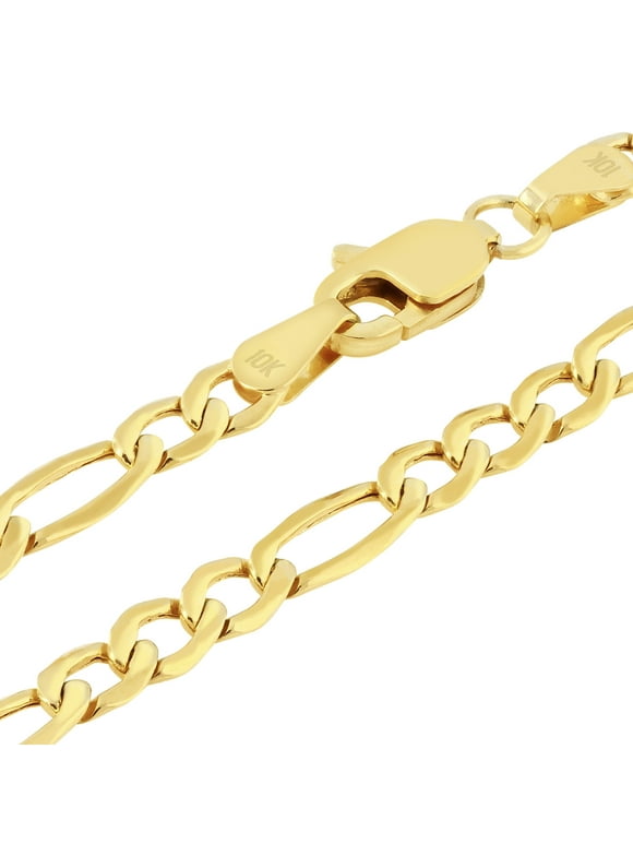 10k Real Yellow Gold Figaro Link 3.5mm Chain Necklace (16"-30") Italian Jewelry for Men & Women