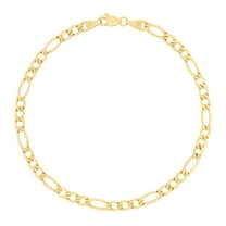 Nuragold 10k Real Yellow Gold Figaro Link 4.5mm Chain Bracelet (7"-9") Italian Jewelry for Men & Women