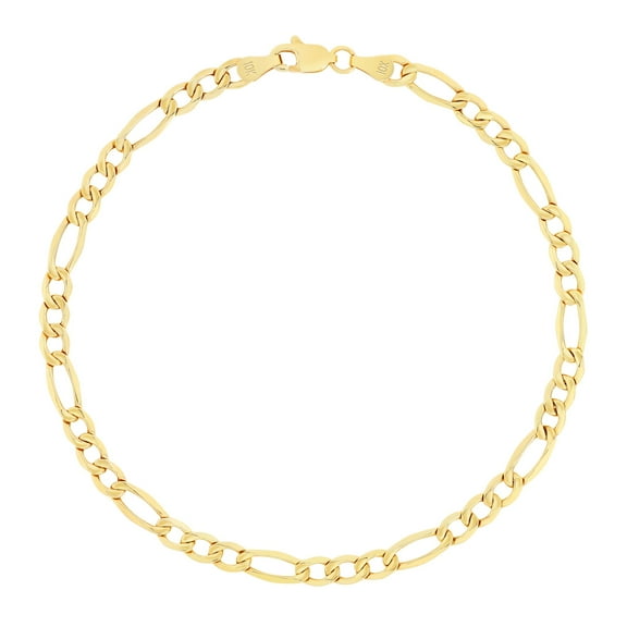 Nuragold 10k Real Yellow Gold Figaro Link 4.5mm Chain Bracelet (7"-9") Italian Jewelry for Men & Women
