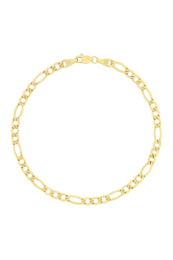 10k Real Yellow Gold Figaro Link 4.5mm Chain Bracelet (7"-9") Italian Jewelry for Men & Women