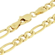 NURAGOLD 10k Real Yellow Gold Figaro Link 4.5mm Chain Necklace (16"-30") Italian Jewelry for Men & Women