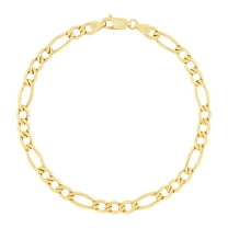 Nuragold 10k Real Yellow Gold Figaro Link 5.5mm Chain Bracelet (7"-9") Italian Jewelry for Men & Women