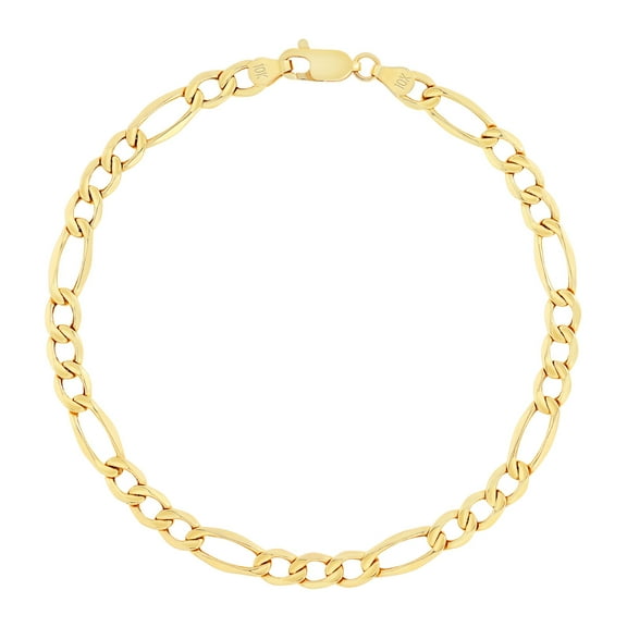 Nuragold 10k Real Yellow Gold Figaro Link 5.5mm Chain Bracelet (7"-9") Italian Jewelry for Men & Women