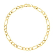 Nuragold 10k Real Yellow Gold Figaro Link 5.5mm Chain Bracelet 7"-9" Italian Jewelry for Men & Women