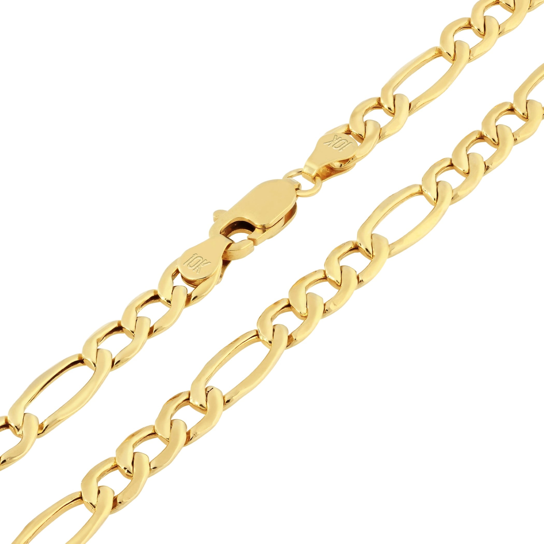 Nuragold 10k Yellow Gold 5.5mm Figaro Chain Bracelet - Hollow Link, Lobster Clasp (7"-9")