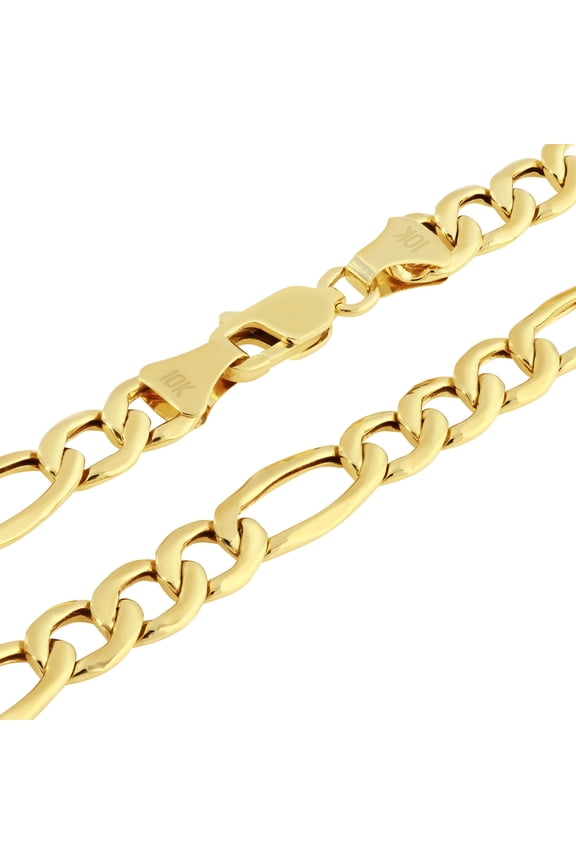 10k Real Yellow Gold Figaro Link 7mm Chain Necklace (16"-30") Italian Jewelry for Men & Women