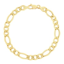Nuragold 10k Real Yellow Gold Figaro Link 8mm Chain Bracelet (7"-9") Italian Jewelry for Men & Women
