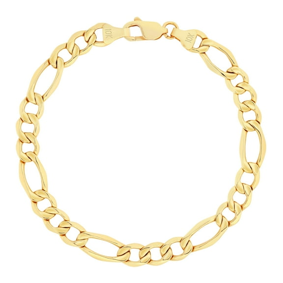 Nuragold 10k Real Yellow Gold Figaro Link 8mm Chain Bracelet (7"-9") Italian Jewelry for Men & Women