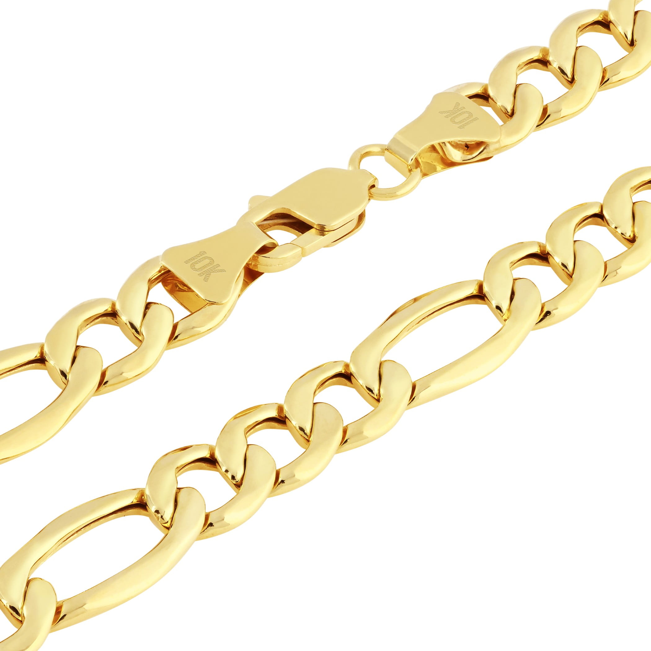 Nuragold 10k Real Yellow Gold Figaro Link 8mm Chain Necklace (18"-30") Italian Jewelry for Men