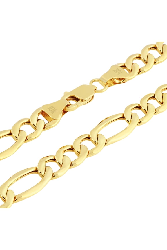 10k Real Yellow Gold Figaro Link 8mm Chain Necklace (18"-30") Italian Jewelry for Men