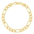 thumbnail image 1 of Nuragold 10k Real Yellow Gold Figaro Link 9mm Chain Bracelet (7"-9") Italian Jewelry for Men & Women, 1 of 8