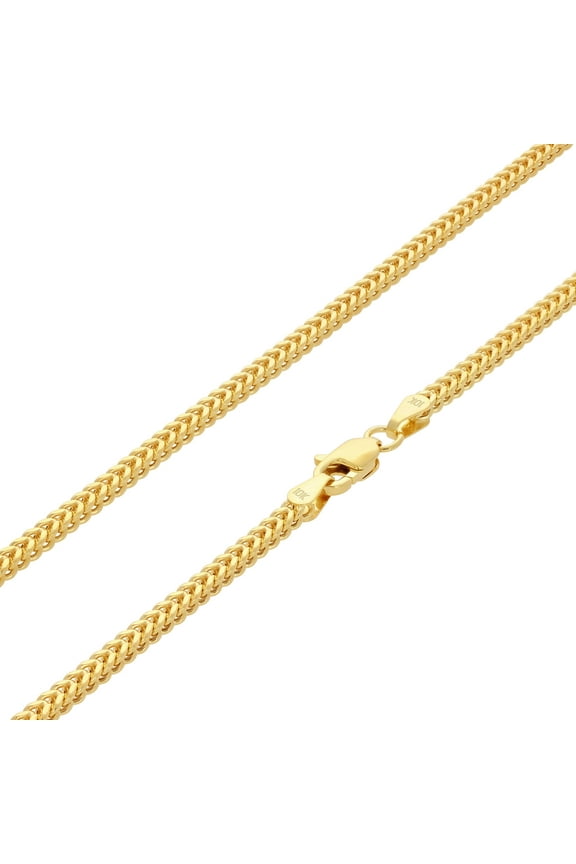 10k Real Yellow Gold Franco Square 2.5mm Box Chain Wheat Chain Necklace (16"-30") Italian Jewelry for Men & Women