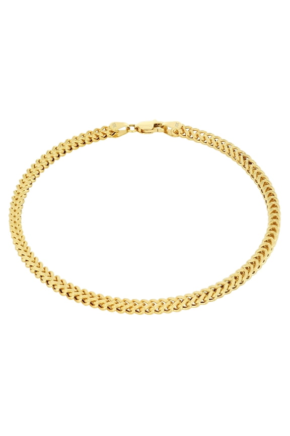10k Real Yellow Gold Franco Square 3mm Box Chain Wheat Chain Bracelet (7"-9") Italian Jewelry for Men & Women