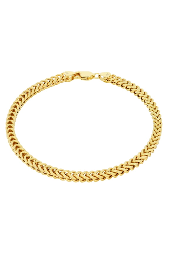 10k Real Yellow Gold Franco Square 4mm Box Chain Wheat Chain Bracelet (7"-9") Italian Jewelry for Men