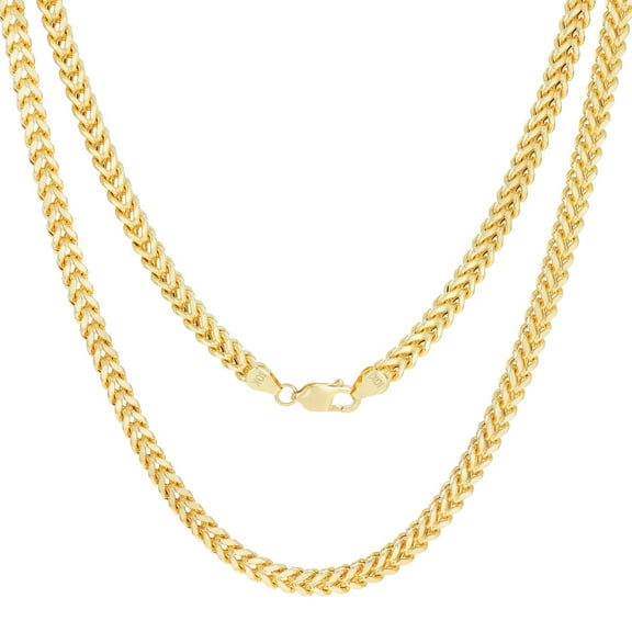 Nuragold 10k Real Yellow Gold Franco Square 5mm Box Chain Wheat Chain Necklace (18"-30") Italian Jewelry for Men