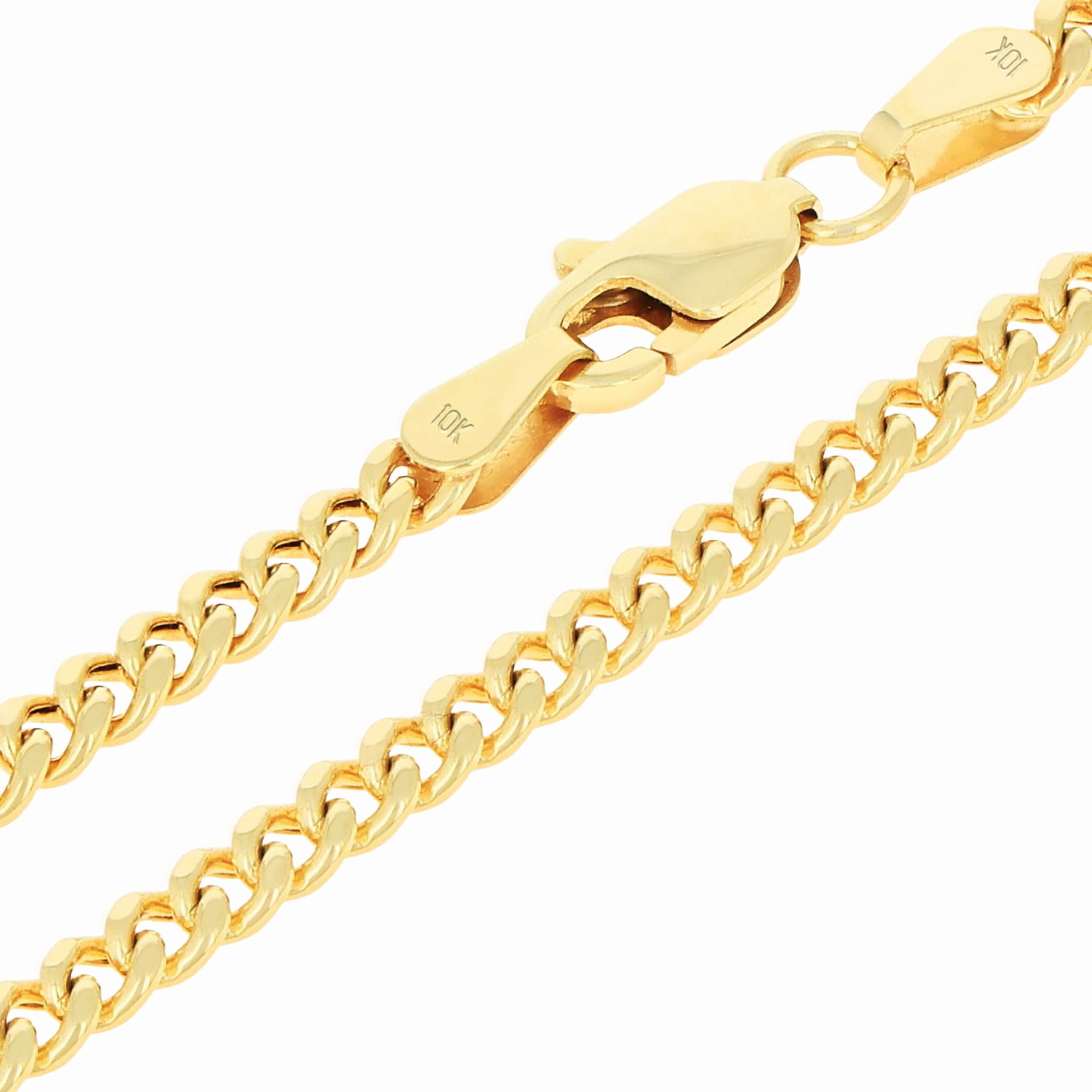 Nuragold 10k Real Yellow Gold Miami Cuban Lightweight Link 3mm Chain Necklace (16"-30") Italian Jewelry for Men & Women