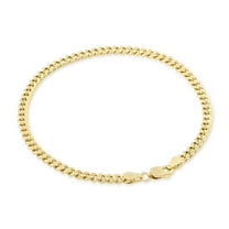 Nuragold 10k Real Yellow Gold Miami Cuban Link 4mm Chain Bracelet (7"-9") Italian Jewelry for Men & Women
