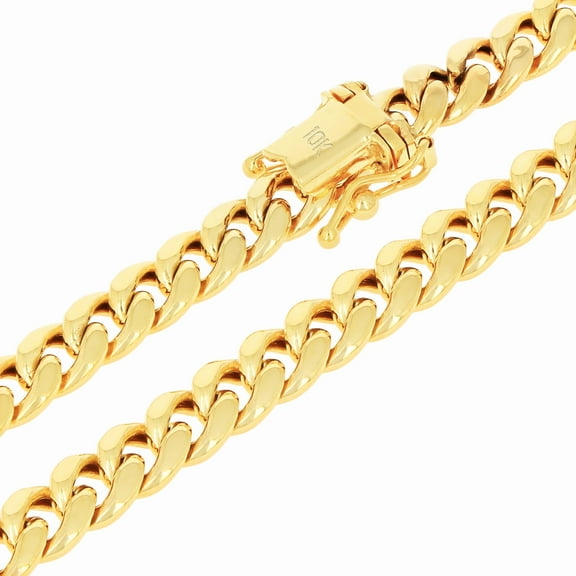 Nuragold 10k Real Yellow Gold Miami Cuban Link 5.5mm Chain Necklace (16"-30") Italian Jewelry for Men & Women