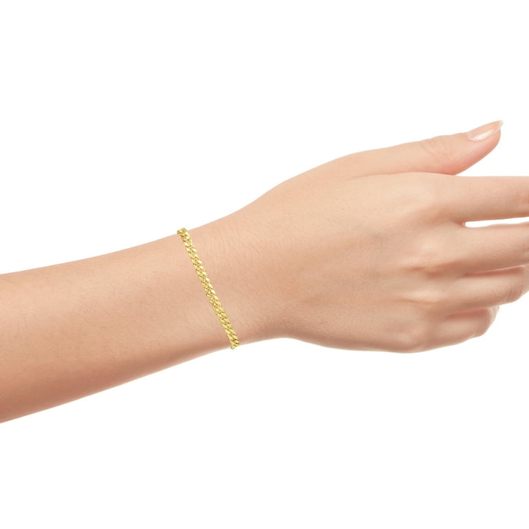 Nuragold 10k Real Yellow Gold Miami Cuban Link 5mm Chain Bracelet