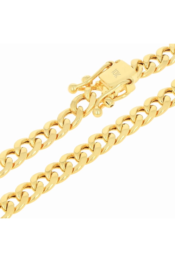 10k Real Yellow Gold Miami Cuban Link 5mm Chain Necklace (16"-30") Italian Jewelry for Men & Women