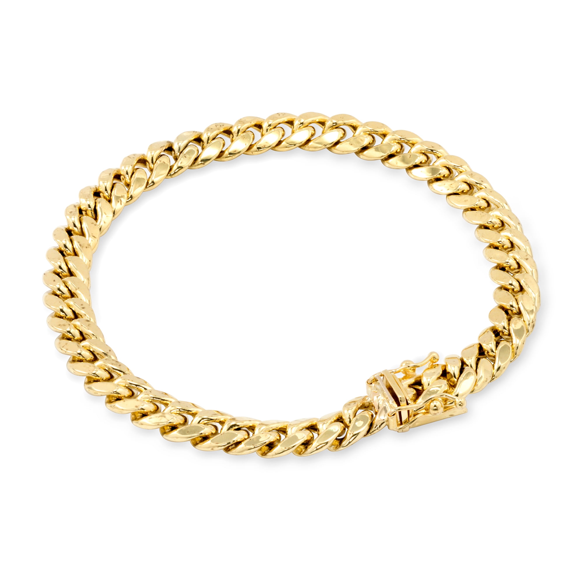 Nuragold 10k Real Yellow Gold Miami Cuban Link 6.5mm Chain Bracelet (7"-9") Italian Jewelry for Men & Women