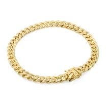 Nuragold 10k Real Yellow Gold Miami Cuban Link 7.5mm Chain Bracelet (7"-9") Italian Jewelry for Men