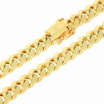 Nuragold 10k Real Yellow Gold Miami Cuban Link 7.5mm Chain Necklace (16"-30") Italian Jewelry for Men & Women