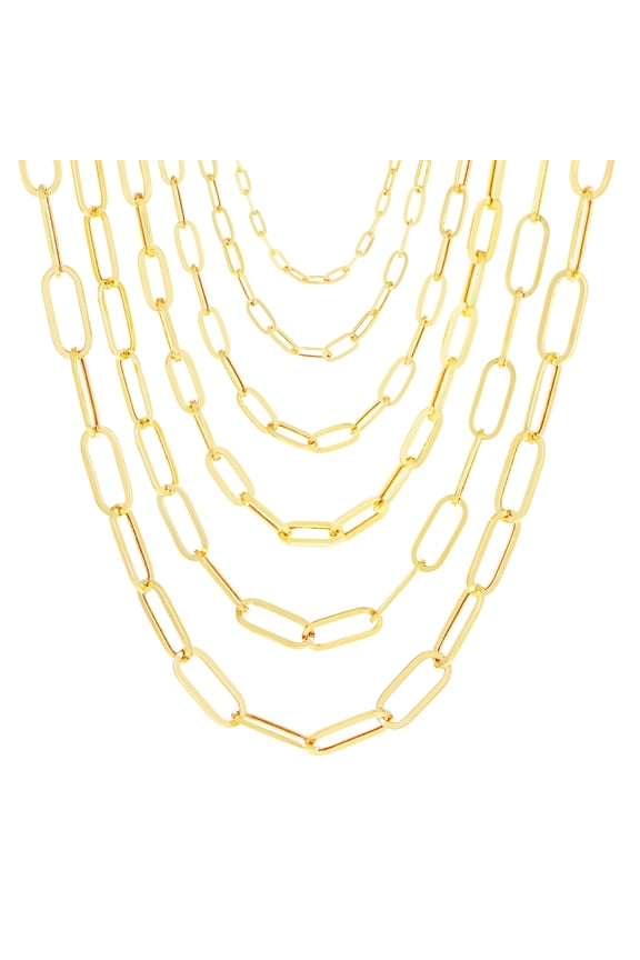 10k Real Yellow Gold Paperclip 3mm Elongated Cable Link Necklace (16"-24") Dainty Italian Jewelry for Men & Women