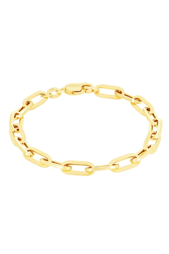 10k Real Yellow Gold Paperclip 4mm Elongated Cable Link Bracelet (7"-8") Italian Jewelry for Men & Women