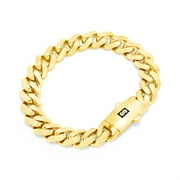 Nuragold 10k Real Yellow Gold Royal Monaco 11mm Miami Cuban Link Bracelet 7"-9" Italian Jewelry for Men & Women