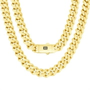 Nuragold 10k Real Yellow Gold Royal Monaco 11mm Miami Cuban Link Necklace (16"-30") Italian Jewelry for Men & Women