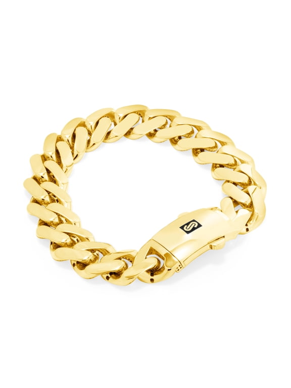 10k Real Yellow Gold Royal Monaco 15mm Miami Cuban Link Bracelet (7.5"-9") Italian Jewelry for Men