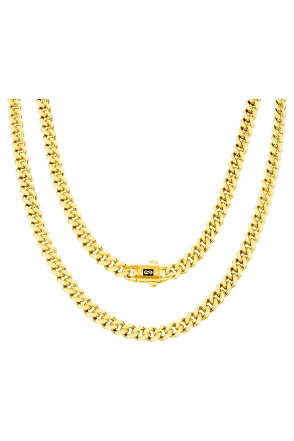 10k Real Yellow Gold Royal Monaco 5mm Miami Cuban Link Necklace (16"-26") Italian Jewelry for Men & Women