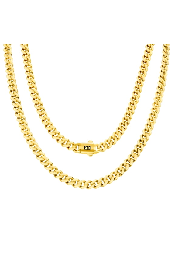 10k Real Yellow Gold Royal Monaco 5mm Miami Cuban Link Necklace (16"-26") Italian Jewelry for Men & Women