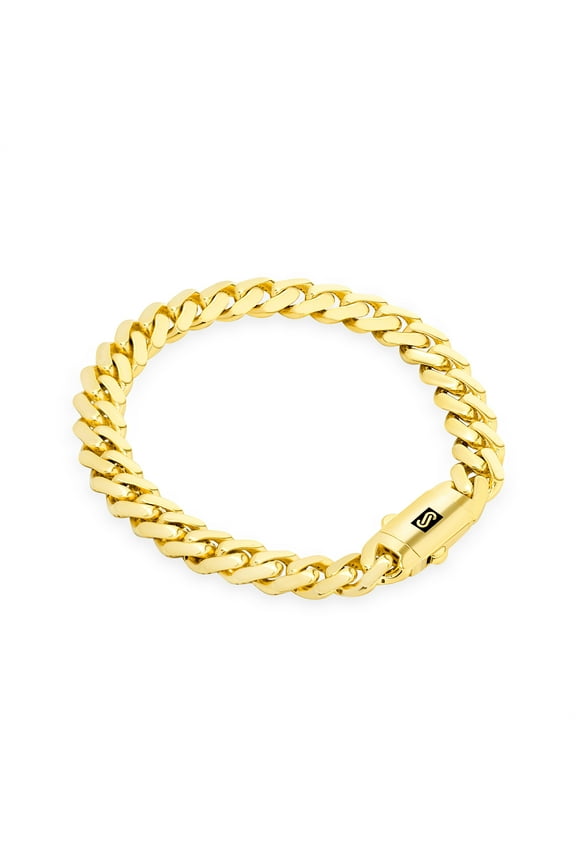 10k Real Yellow Gold Royal Monaco 7.5mm Miami Cuban Link Bracelet (6"-9") Italian Jewelry for Men & Women