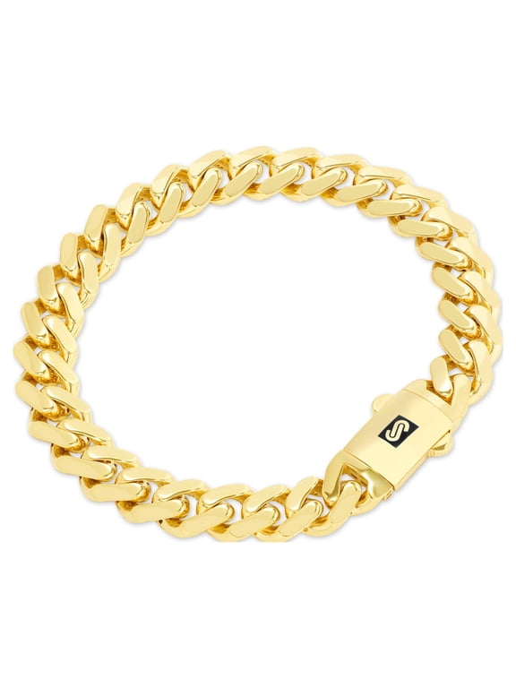 10k Real Yellow Gold Royal Monaco 9mm Miami Cuban Link Bracelet (6"-9") Italian Jewelry for Men & Women