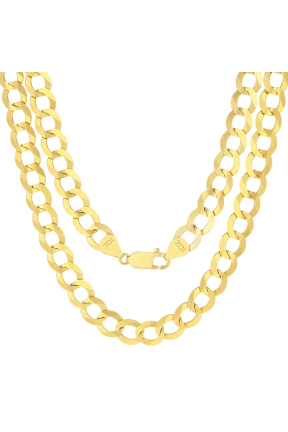 10k Real Yellow Gold Solid Cuban Curb Link 10mm Chain Necklace (20"-30") Italian Jewelry for Men