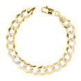 thumbnail image 1 of Nuragold 10k Real Yellow Gold Solid Cuban Curb Link 10mm Diamond Cut Pave Chain Bracelet (8"-9") Two Tone Italian Jewelry for Men, 1 of 10