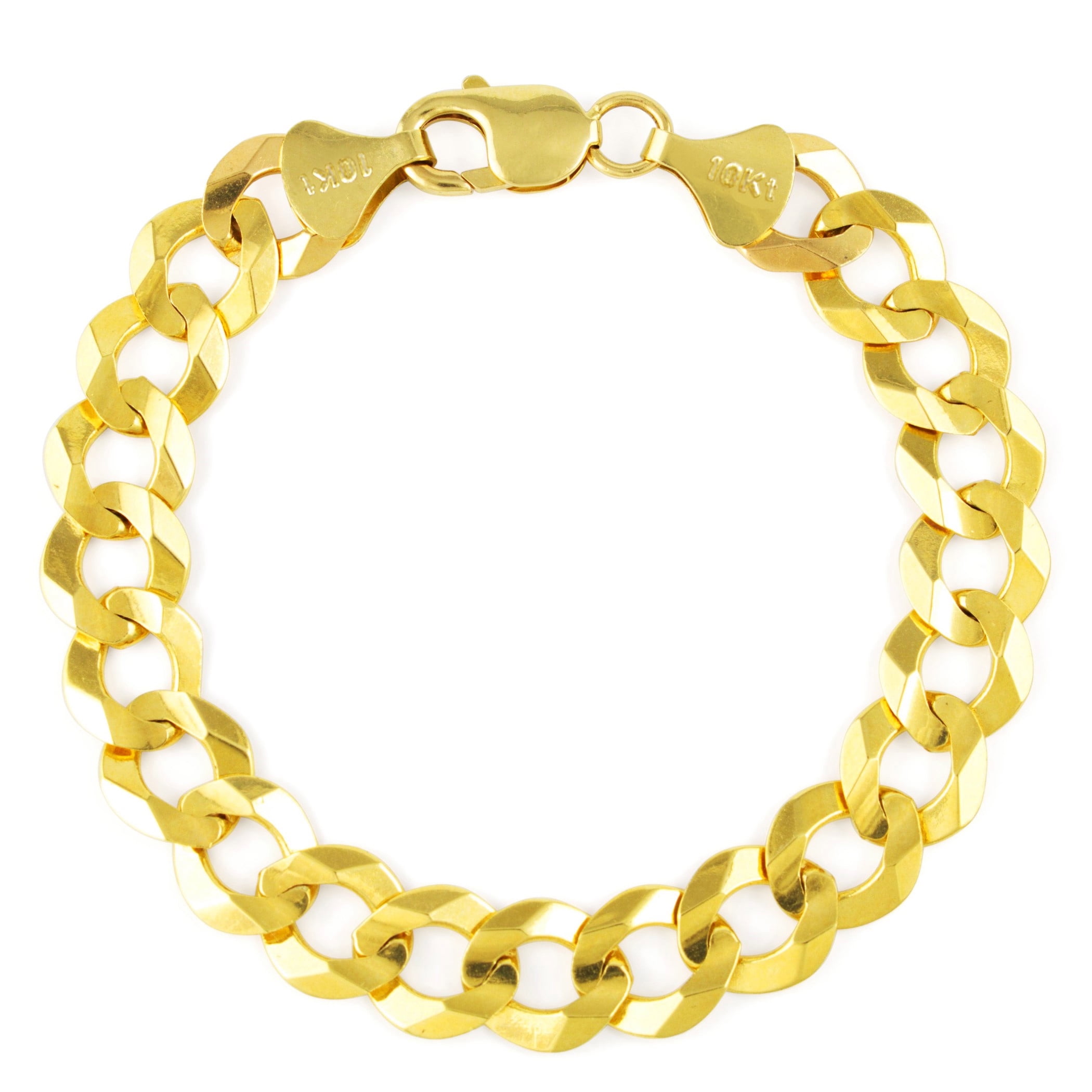 Nuragold 10k Real Yellow Gold Solid Cuban Curb Link 11.5mm Chain ...