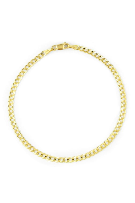 10k Real Yellow Gold Solid Cuban Curb Link 2.5mm Chain Bracelet or Anklet (7"-9") Italian Jewelry for Men & Women