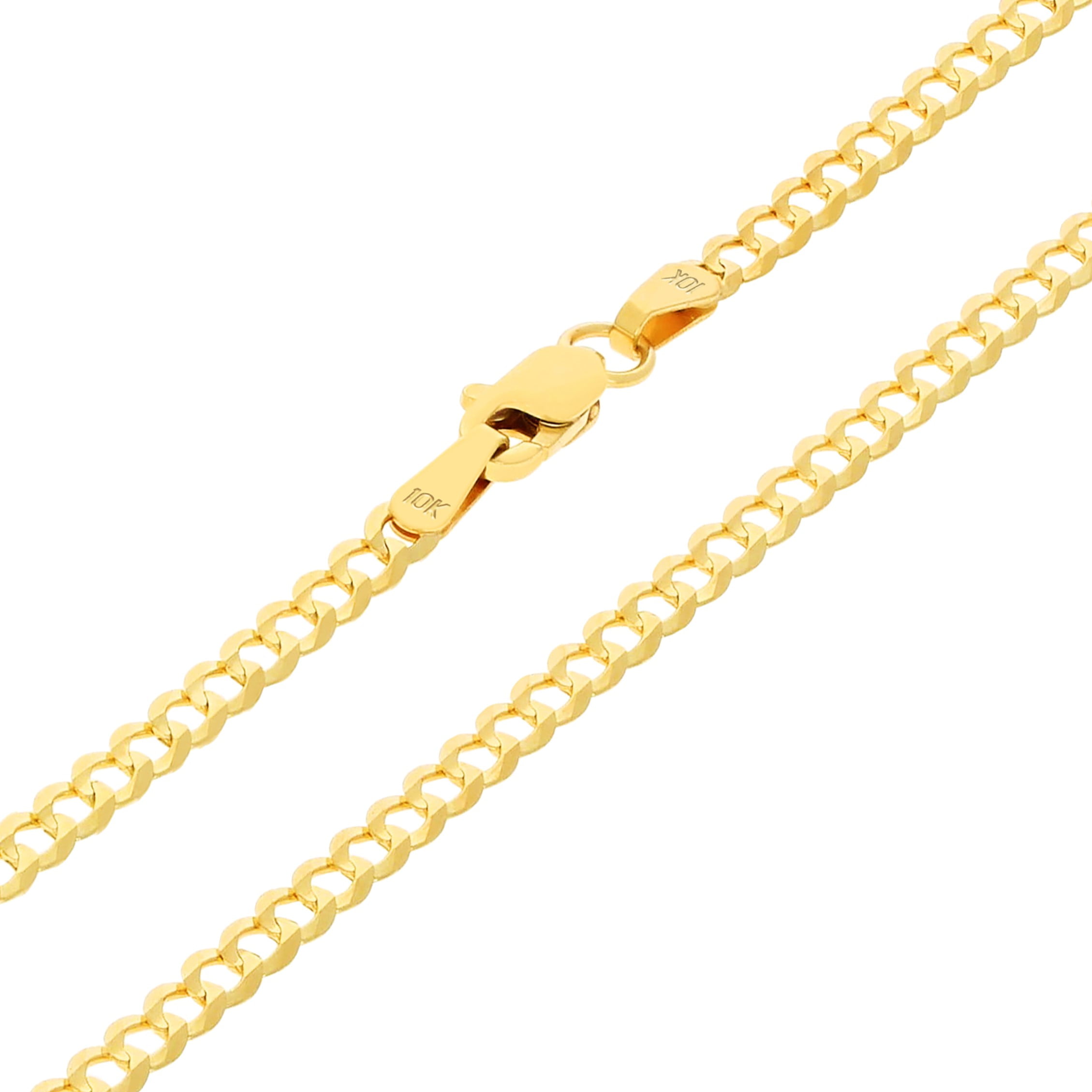 Nuragold 10k Real Yellow Gold Solid Cuban Curb Link 2.5mm Chain Necklace (16"-30") Italian Jewelry for Men & Women