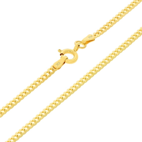 Nuragold 10k Real Yellow Gold Solid Cuban Curb Link 2mm Chain Necklace (16"-30") Italian Jewelry for Men & Women