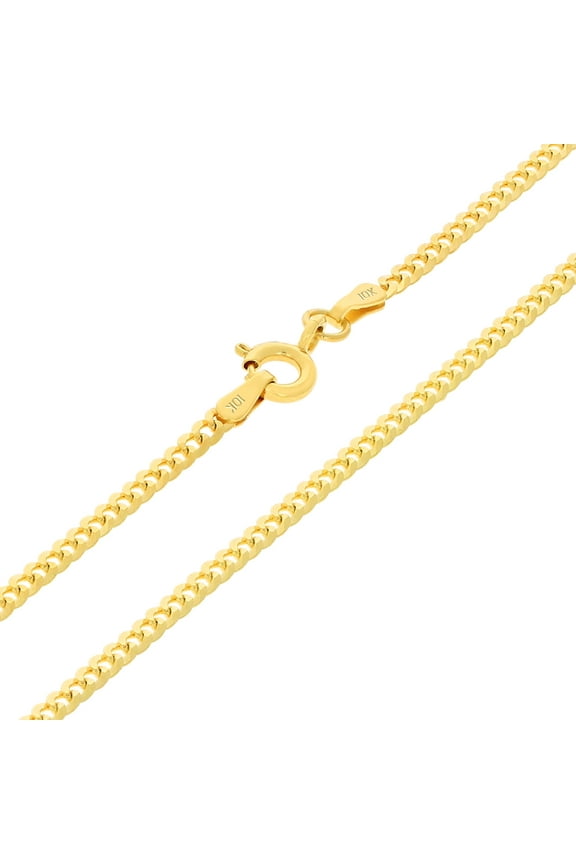 10k Real Yellow Gold Solid Cuban Curb Link 2mm Chain Necklace (16"-30") Italian Jewelry for Men & Women